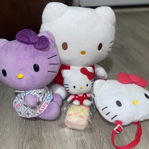 Hello Kitty stuffed animals Purple white multi colored and small Backpack lot - Picture 7 of 14